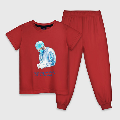 Детская пижама Лечит не время - лечит доктор / Красный – фото 1