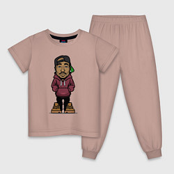 Пижама хлопковая детская Тупак, цвет: пыльно-розовый