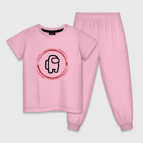Детская пижама Символ Among Us и красная краска вокруг / Светло-розовый – фото 1