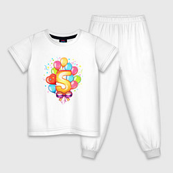 Пижама хлопковая детская День рождения 5 лет, цвет: белый