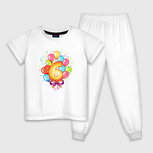 Детская пижама День рождения 6 лет / Белый – фото 1