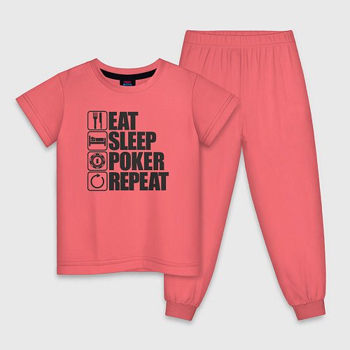 Детская пижама Eat, sleep, poker, repeat / Коралловый – фото 1