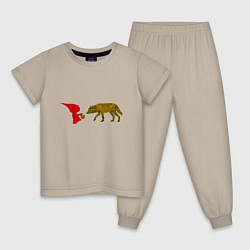 Пижама хлопковая детская Красная Шапочка и волк, цвет: миндальный