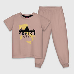 Пижама хлопковая детская Итальянская Венеция, цвет: пыльно-розовый