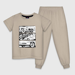 Пижама хлопковая детская Mercedes-Benz 300SL Roadster V2, цвет: миндальный