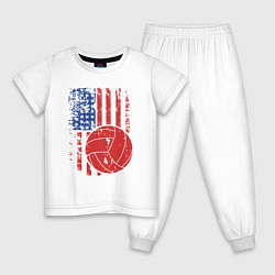 Пижама хлопковая детская Волейбол США, цвет: белый