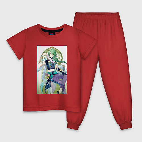 Детская пижама Бай Чжу - Геншин импакт / Красный – фото 1