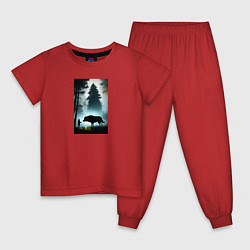 Пижама хлопковая детская Лесник и волк, цвет: красный