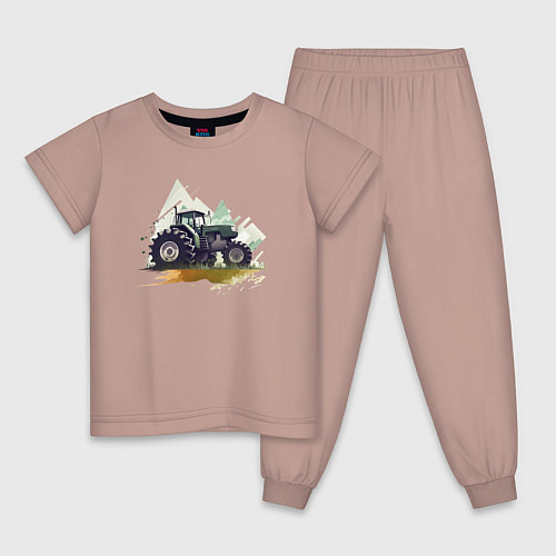 Детская пижама Farming Simulator - Tractor and mountains / Пыльно-розовый – фото 1