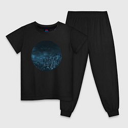 Пижама хлопковая детская НЛО и скалы, цвет: черный