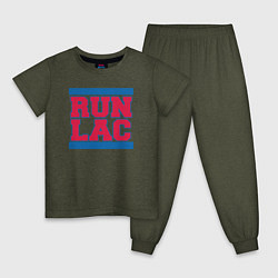 Пижама хлопковая детская Run Clippers, цвет: меланж-хаки