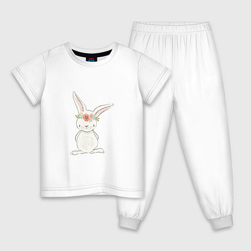 Детская пижама Милый кролик с венком на голове / Белый – фото 1