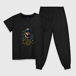 Пижама хлопковая детская Марио и биткоин, цвет: черный