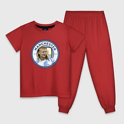 Пижама хлопковая детская Эрлинг Холанд Манчестер Сити, цвет: красный