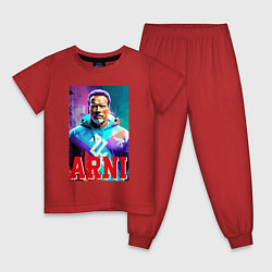 Пижама хлопковая детская Super Arnold Schwarzenegger - Arni ai pop art, цвет: красный