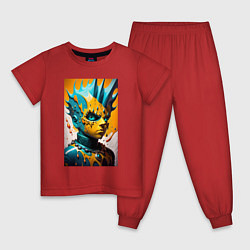 Пижама хлопковая детская Фантазийный Барт Симпсон - нейросеть, цвет: красный