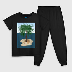 Детская пижама Кот под пальмой на острове