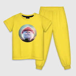 Пижама хлопковая детская Котенок-гриб, цвет: желтый