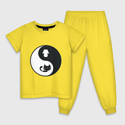 Пижама хлопковая детская Инь-Ян гармония, цвет: желтый