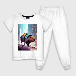 Детская пижама Капибара в мегаполисе - киберпанк