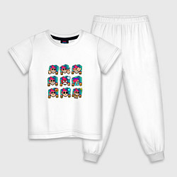 Пижама хлопковая детская Значки на Честера Пины Бравл Старс Chester, цвет: белый