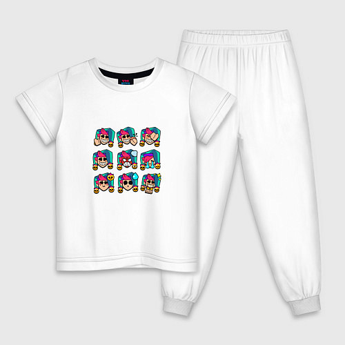 Детская пижама Значки на Честера Пины Бравл Старс Chester / Белый – фото 1