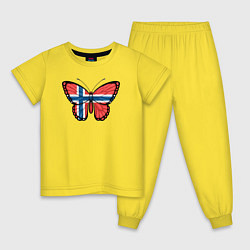 Пижама хлопковая детская Норвегия бабочка, цвет: желтый