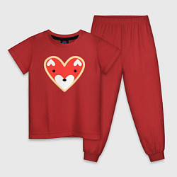 Пижама хлопковая детская Люблю лисиц, цвет: красный