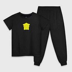Пижама хлопковая детская Иероглиф Айдзу, цвет: черный