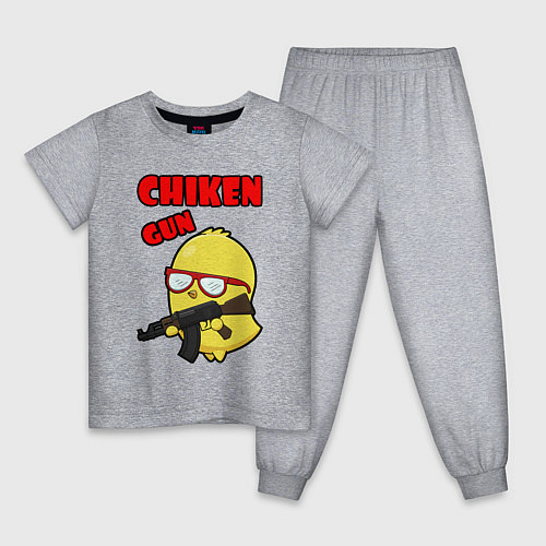 Детская пижама Chicken machine gun / Меланж – фото 1