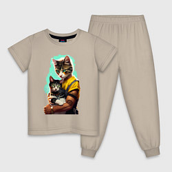 Детская пижама Кот с котёнком - нейросеть