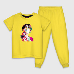 Пижама хлопковая детская BTS Ким Тхэхён, цвет: желтый