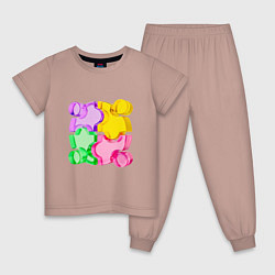 Пижама хлопковая детская 3D пазл, цвет: пыльно-розовый