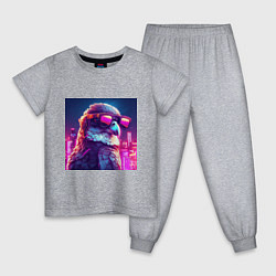 Пижама хлопковая детская Сокол в очках, цвет: меланж