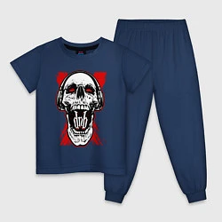 Пижама хлопковая детская DnB skull, цвет: тёмно-синий