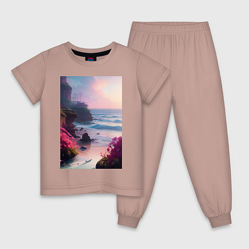 Детская пижама Вечер в бухте / Пыльно-розовый – фото 1