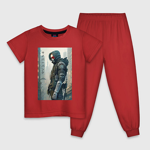 Детская пижама Городской киберпанк - крутой чувак / Красный – фото 1