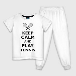 Пижама хлопковая детская Keep Calm & Play tennis, цвет: белый