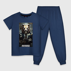 Пижама хлопковая детская Payday 3 lion, цвет: тёмно-синий
