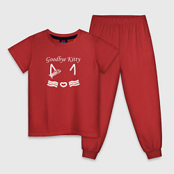 Пижама хлопковая детская Гудбай, Китти - белый цвет, цвет: красный