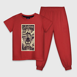 Пижама хлопковая детская Бендер в стиле ретрофутуризма, цвет: красный