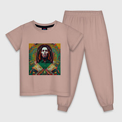 Детская пижама Фрактальный граффити арт Боб Марли