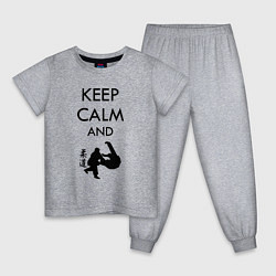 Пижама хлопковая детская Keep calm and judo, цвет: меланж