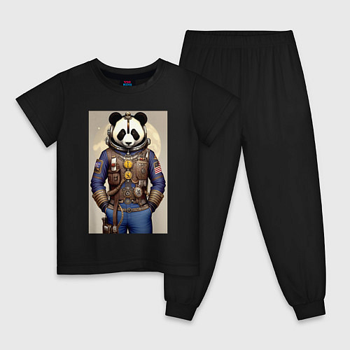 Детская пижама Крутой панда - стимпанк от нейроарт / Черный – фото 1