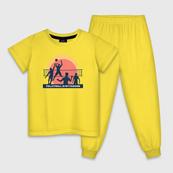 Пижама хлопковая детская Волейбол это страсть, цвет: желтый