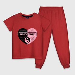 Пижама хлопковая детская Blackpink сердце, цвет: красный
