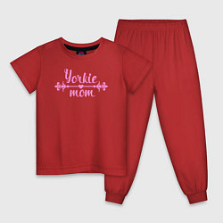 Пижама хлопковая детская Мама йорка, цвет: красный