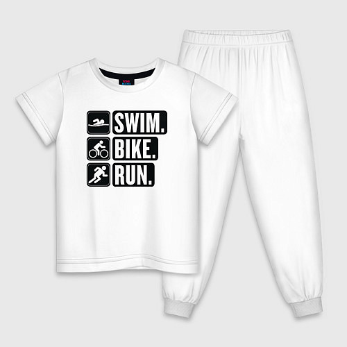 Детская пижама Swim bike run / Белый – фото 1