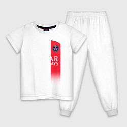 Пижама хлопковая детская Килиан Мбаппе форма ФК ПСЖ 2324 домашняя, цвет: белый