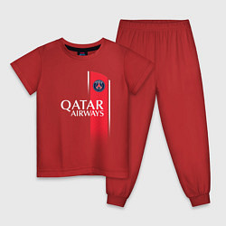 Пижама хлопковая детская Килиан Мбаппе форма ФК ПСЖ 2324 домашняя, цвет: красный
